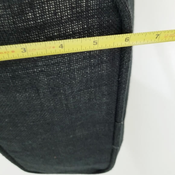 WICKED Silver Sequin Large Black Jute Market Beach Tote - Picture 8 of 11